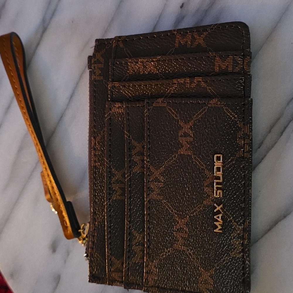 Max Studio Brown Wristlet Card Holder NWOT